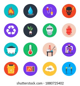 
Pack of Power and Ecology Flat Icons 