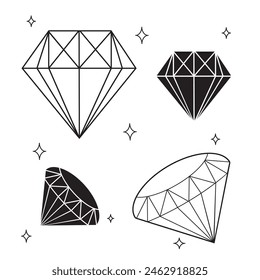 Pack precious diamond in flat design