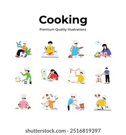 Pack of premium quality cooking illustrations in modern style