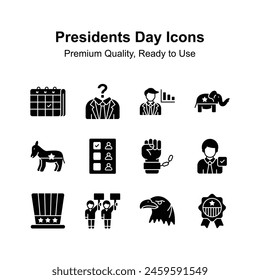 Pack of presidents day icons in trendy style, easy to use and download