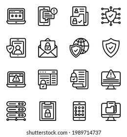 Paket mit linearen Symbolen zum Datenschutz 