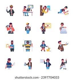 Pack of Private Investigators Flat Characters 

