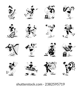 Pack of Professional Musicians Glyph Illustrations 

