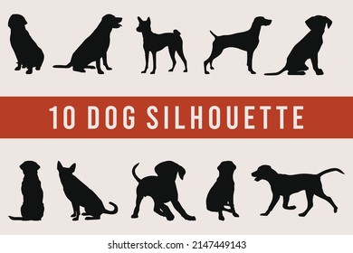 Pack of profile dog silhouettes