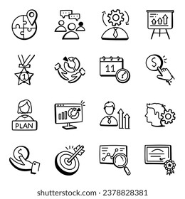 Pack of Project Management Doodle Icons

