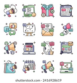 Paquete de iconos planos de promoción 

