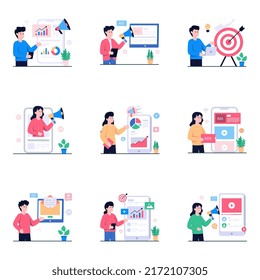Paquete de ilustraciones planas de promoción