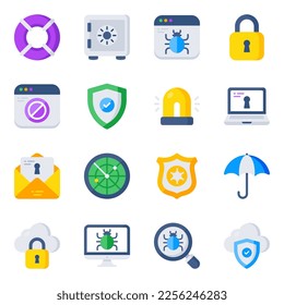 Pack of Protection Flat Icons

