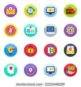 Paket von Schutz- und Sicherheitsflattericons 

