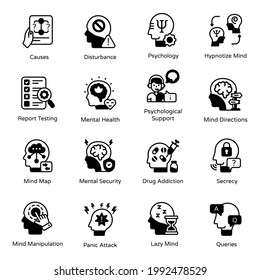 Pack of Psychological Processes Solid Icons