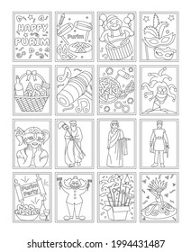 Pack of Purim Coloring Pages Templates 