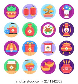 Pack of Qingming Festival Flat Icons 

