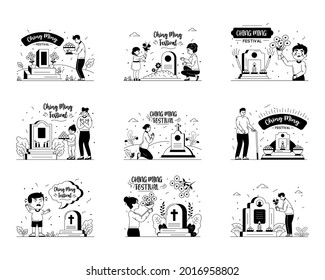 Pack of Qingming Festival Glyph Illustrations 