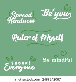 "PACK OF QUOTES TYPOGRAPH 2" perfect for stickers, merchandise, and apparel designs. This pack offers high-quality, eye-catching typography, easy to use and scalable.