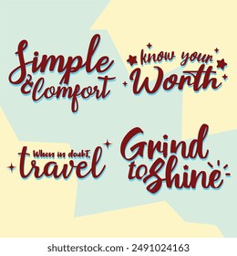 "PACK OF QUOTES TYPOGRAPH 45" perfecto para pegatinas, Mercancía y diseños de ropa. Este paquete ofrece una tipografía llamativa de alta calidad, fácil de usar y escalable. Perfecto para sus necesidades de diseño!