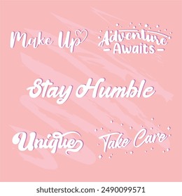 "Pack of Quotes Typography 11" perfect for stickers, merchandise, and apparel designs. This pack offers high-quality, eye-catching typography, easy to use and scalable. Perfect for your design needs!