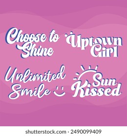 "Pack of Quotes Typography 28" perfect for stickers, merchandise, and apparel designs. This pack offers high-quality, eye-catching typography, easy to use and scalable. Perfect for your design needs!