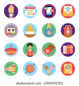 Pack of Raksha Bandhan Flat Rounded Icons 

