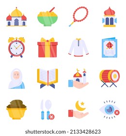 Pack of Ramadan Event Flat Icons

