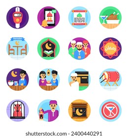 Pack of Ramadan and Food Flat Rounded Icons 


