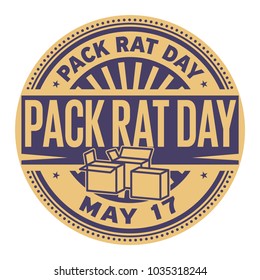 Pack Rat Day, May 17, Rubber Stamp, Vector Illustration