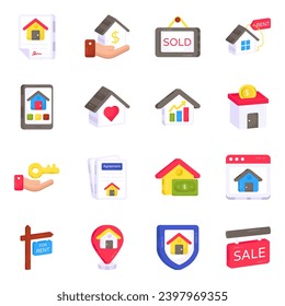 Pack of Real Estate Flat Icons 

