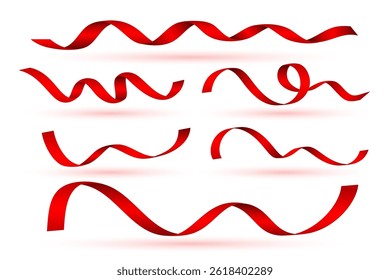 pack of realistic ribbon band element banner for xmas decor vector