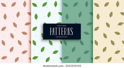 pack of realistic small leaves design in four various colors background 