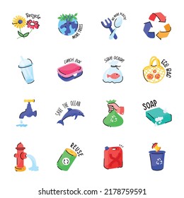 Pack of Recycling Process Doodle Stickers 
