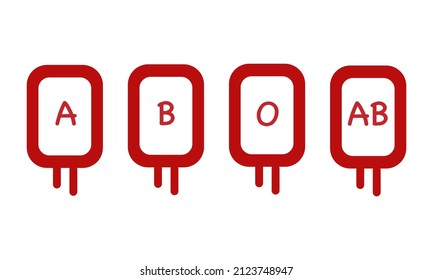 Pack Red Blood Cell of 4 ABO Blood Group on White Background