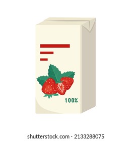 Packung mit rotem Erdbeersaft oder Getränk. Süßes leckeres Essen und Getränk. Vektorgrafik