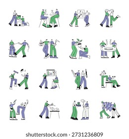 Pack von Beziehung und Bonding Doodle Style Illustration 

