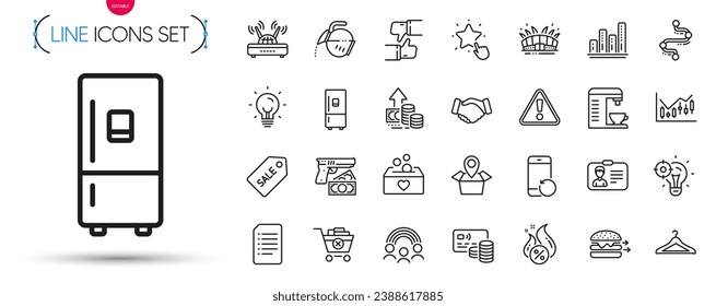Pack of Remove purchase, Energy and Robbery line icons. Include Seo idea, Recovery phone, Wifi pictogram icons. Food delivery, Coffee pot, Identification card signs. Ranking star, Like. Vector