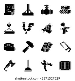 Paquete de equipos de reparación Iconos sólidos

