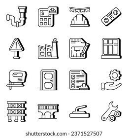 Paquete de herramientas de reparación Iconos lineales

