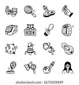 Paquete de iconos de estilo Doodle de investigación 
