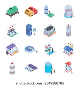 Pack of Reservoirs Isometric Icons 

