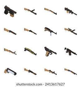 Pack of Rifle Isometric Icons

