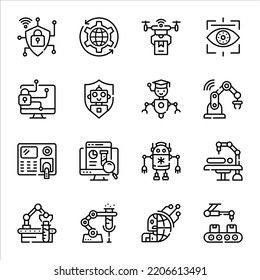 Pack of Robot Automation Outline Icons
