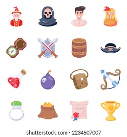 Pack of RPG Game Flat Icons 

