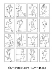 Pack of Running Coloring Pages Templates 