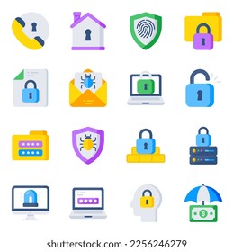 Paquete de iconos planos de seguridad

