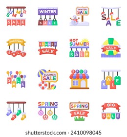 Pack of Sale Sign Flat Icons 

