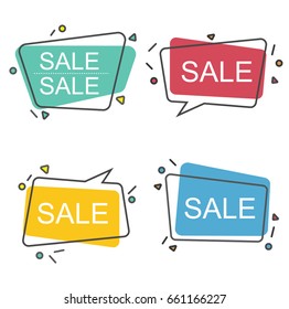 pack of sale stickers in speech bubble style