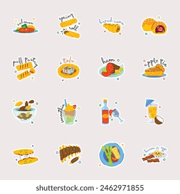 Pack of Savoury Cuisines and Confectionery Flat Stickers  

