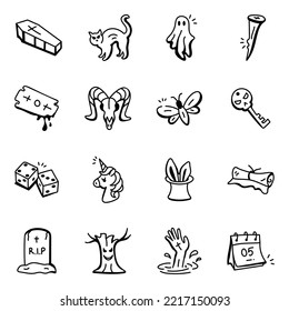 Pack of Scary Hand Drawn Icons 

