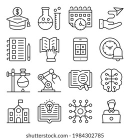 Paquete De Iconos Lineales Escolares Y Educativos