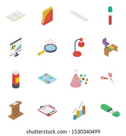 Pack of Science Isometric Icons 