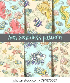 Pack of sea seamless pattern