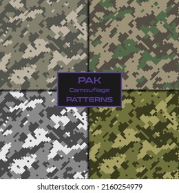 Pack Seamless pattern military camouflage and for hunters, vector texture